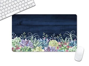 Navy Floral Desk Mat, Computer Gaming Keyboard MousePad Multiple Sizes - DMAT43 - Picture 1 of 3