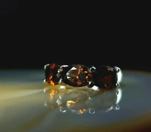 Anillo plata 925 naranja circonita anillo de inserción 17,5 mm - plata oscura y elegante - Imagen 1 de 5