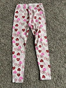 Cat & Jack Girls Candy Heart Print Leggings L 10/12 Red Pink - Picture 1 of 4