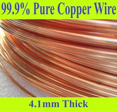 1 to 10mtr x 4.1mm Copper Wire Bare Uncoated 6G AWG = 8G SWG 99% Hobbies Crafts - image 1 of 4