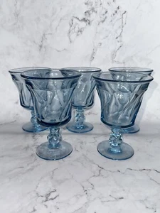 5er Set Vintage Fostoria Jamestown Blue Swirl WASSER Gläser, 5 7/8" - Bild 1 von 8
