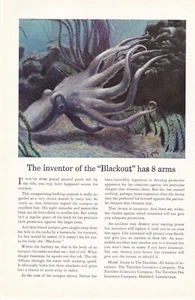 1942 The Travelers Insurance Print Ad Underwater Octopus - Picture 1 of 6