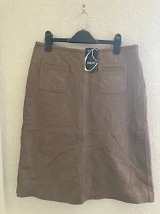 New Oasis Genuine Real Leather Tan Brown Knee Length Skirt Size 12 Rrp £110 - Picture 1 of 16