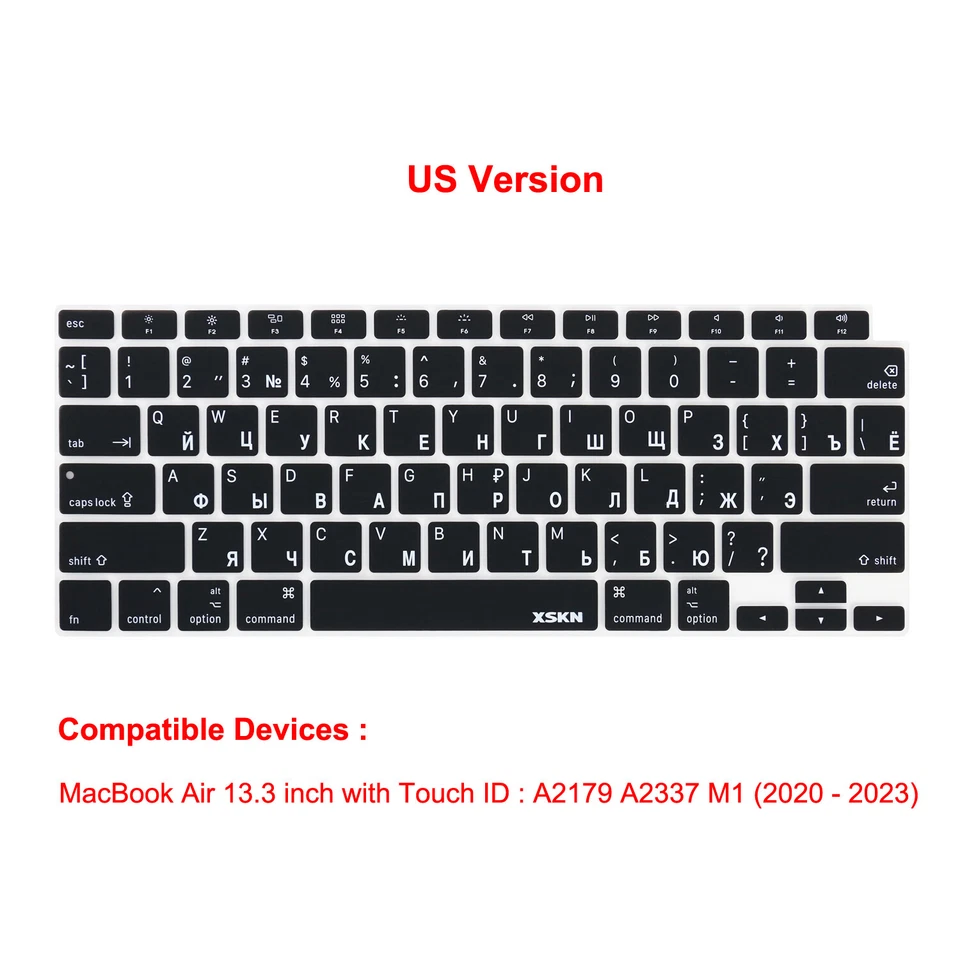 XSKN Russian Silicone Keyboard Cover for Macbook Pro Air 13 14 15 16 M1 M2 M3 M4 - Image 1 of 4