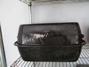 Sartén tostadora de granito grande 19 x 11 rectangular esmaltada moteada de colección - Imagen 1 de 7