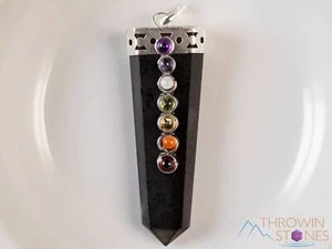Colgante punta de cristal de chakra y shungita, joyería hecha a mano, protección EMF, E1918 - Imagen 1 de 10