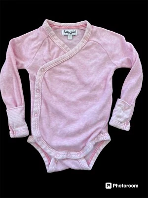 Splendid Pink Cotton/Modal Knit Kimono Style Long Sleeve Bodyshirt-0-3Mos - Image 1 of 4