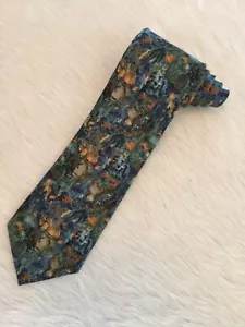 Corbata de seda clásica ERMENEGILDO ZEGNA para hombre con estampado de acuarela hecha en ITALIA - Imagen 1 de 5