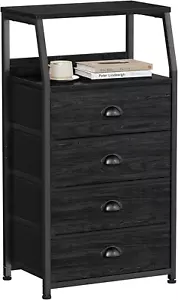 Tall 4 Drawers Dresser, Vertical Storage Tower Black Dresser for Bedroom, Hallwa - Picture 1 of 8