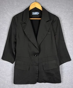 Women’s Black Blazer 3/4 Sleeves Size L Sheet Back With Pockets - Picture 1 of 7