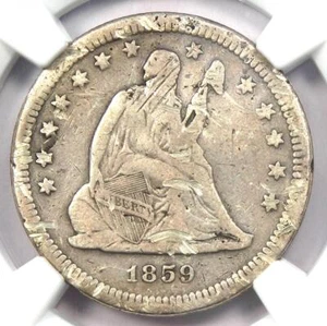 1859-S Seated Liberty Quarter 25C - NGC VF Details - Rare San Francisco Date! - Picture 1 of 4