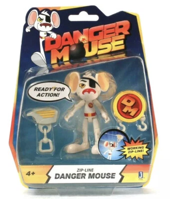 Figura de acción Danger Mouse juguete tirolesa 3" programa de televisión niños raro nuevo en caja sellado Foto 1 de 4