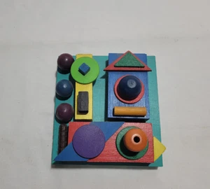 Arte de pared abstracto firmado Warshawer panel de madera coloreado collage de madera - Imagen 1 de 4