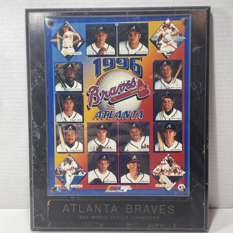 1996 World Series Atlanta Braves Player Photos Wall Plaque Maddox Glavin Smoltz Cover