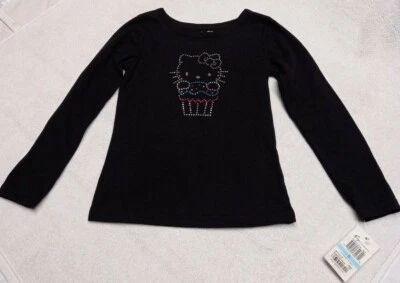 HELLO KITTY Girls GRAPHIC LONG SLEEVE SHIRT Sz 5  Black NWT - Image 1 of 4