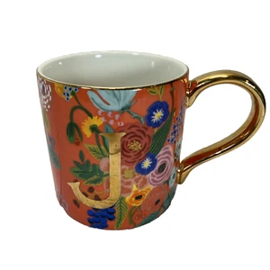 Rifle Paper Co. Anthropologie Garden Party Gold Monogram Initial G Floral Mug - Picture 1 of 12