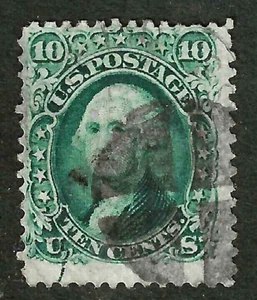 Sc #68 Fancy Cancel 10 Cent Washington 1861-62 Civil War US 28F11 - Picture 1 of 2