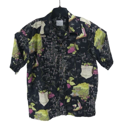 Vintage David Carey Originals Mens Black XL Camp Hawaiian Shirt Napa Valley Wine - Image 1 of 4