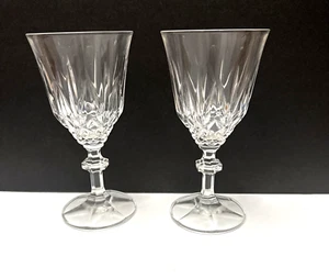 2er Set Kristall Wein/Sherry Gläser 6" hoch 3" Rand Sechskant Stiel 2er Set unbeschriftet - Bild 1 von 11