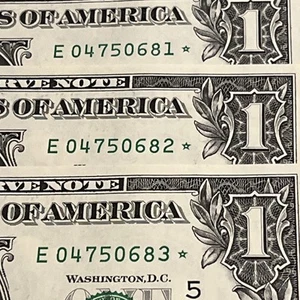 2003 A STARS $1 One Dollar THREE Consecutive STAR Notes UNC GEMS CH/CU STARS!! - Picture 1 of 11