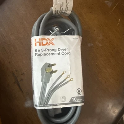 Cable de secadora HDX 6 pies 10/3 3 hilos HD#627-833 Foto 1 de 2