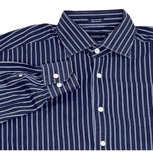 Hathaway Platinum Long Sleeve Large Blue Striped Button Down - Picture 1 of 8