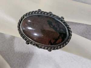 OLD PAWN NAVAJO STERLING SILVER HAND Made PETRIFIED WOOD AGATE RING SZ 6.25 - Picture 1 of 9