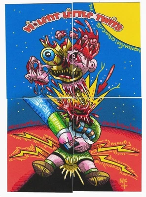   gpk Sketch Card In Inks  Violent Little Twits Range , ADAM BOMB 4 CARDS! - Image 1 of 4