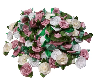 Apliques Rosa Malva Blanco Marfil Offray Satén Plano Rosa Flor X 100 piezas B54 Foto 1 de 4