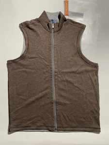 NEW-Size S Roundtree & Yorke Sweater Vest Zip Front Reversible Cotton Brown $70 - Picture 1 of 9