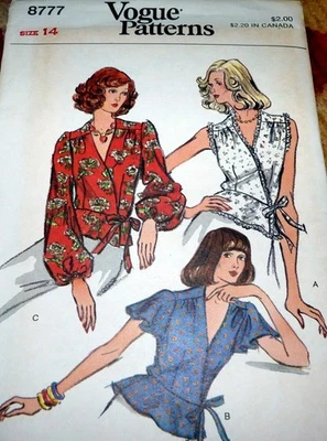 *LOVELY VTG 1970s WRAP BLOUSES VOGUE Sewing Pattern 14/36 FF - Image 1 of 2