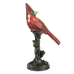 13 1/2" Red Cardinal Stained Glass Bird Accent Lamp - Picture 1 of 9