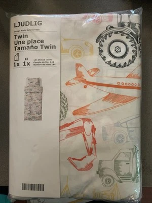 全新 宜家 Ljudlig 双棉被套 汽车 卡车 拖拉机 船飞机 公共汽车 自行车 — 第 1/2 张图片