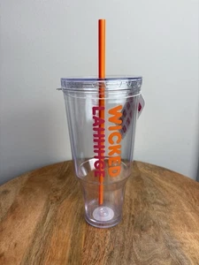 Dunkin Wicked Lahhhge großer klarer 40 Unzen Reisebecher mit Strohhalm & Deckel Neu mit Etikett - Bild 1 von 7