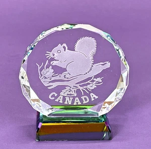 Fermacarte vintage piombo cristallo sfaccettato prisma scoiattolo Canada souvenir 2,5"T - Foto 1 di 13