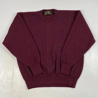 Suéter masculino vintage Bobby Jones grande lã vermelha manga longa pulôver xadrez golfe - Imagem 1 de 4