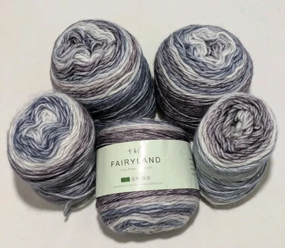 4 + Fairyland Gradient Color Cotton Cake Ball Yarn, Medium-Fine Plum Ombre - Image 1 of 4