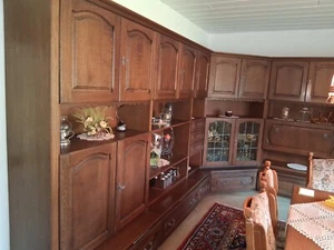 GROSSER WOHNZIMMERSCHRANK EICHE RUSTIKAL - MASSIV -3 TEILIG MIT ECKSCHRANK !!! - Bild 1 von 8