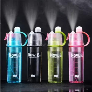 600ml Portable Drinking Water Bottle Sports Travel Spray Mist Cool Water Bottle - Picture 1 of 28
