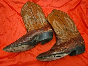 Tony lama Men's Size 9.5D Full Quill Ostrich Cowboy Western Boots Made USA ROUGH - Picture 1 of 24