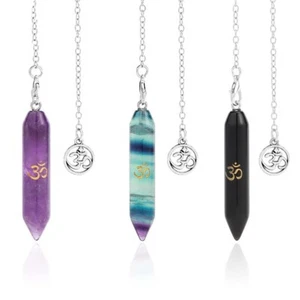 Natural Crystal Agate Stone Cylinder 3D Pendulums Pendant For Dowsing Divination - Picture 1 of 14