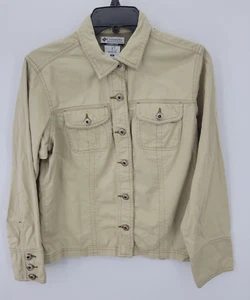 Columbia Jacke Damen Medium hellbraun khaki Twill Trucker Knopfleiste Boho Freizeit - Bild 1 von 7