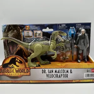Jurassic World Dominion Dr. Ian Malcolm und Velociraptor Dinosaurier Figuren Set - Bild 1 von 12