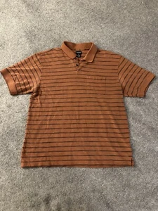 Van Heusen Shirt Mens XL Brown Short Sleeve Striped Pullover Polo - Picture 1 of 10
