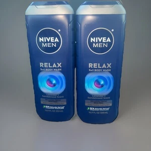 Paquete de 2 jabones corporales Nivea Men Relax 3 en 1 lavanda + aroma a sándalo 16,9 oz cada uno - Imagen 1 de 2