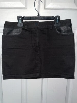 T By Alexander Wang Women's Mini Skirt Black Genuine Leather Inserts Size 26 - Image 1 of 4