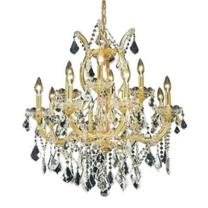 Elegant Lighting Maria Theresa 13 Light Glass Royal Crystal Chandelier in Gold - Picture 1 of 1