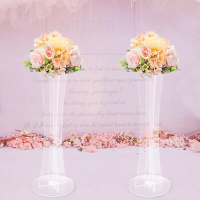 2 peças de acrílico transparente suporte de flores coluna vaso peças centrais decoração de casamento - Imagem 1 de 4