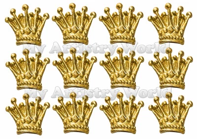 12 toppers comestibles para cupcakes corona de fondant oro o plata. Cualquier otro color posible Foto 1 de 2