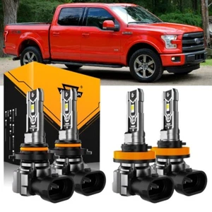 2 Pairs 9005 H11 LED Headlight Bulbs High Low Beam Kit for Ford F-150 2015-2022 - Picture 1 of 12